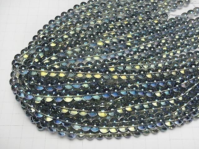 【動画】ブルーグリーンフラッシュクリスタル(溶錬水晶) ラウンド8mm 1連(約36cm) サムネイル4
