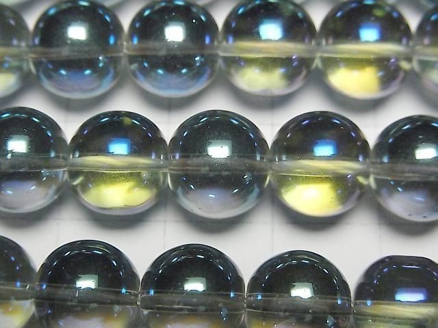 【動画】ブルーグリーンフラッシュクリスタル(溶錬水晶) ラウンド10mm 1連(約36cm) サムネイル2