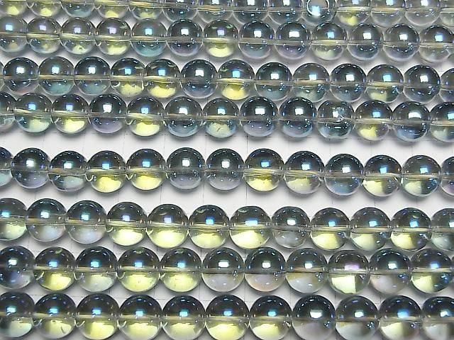 【動画】ブルーグリーンフラッシュクリスタル(溶錬水晶) ラウンド10mm 1連(約36cm) サムネイル3