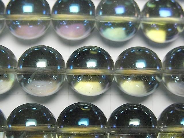 【動画】ブルーグリーンフラッシュクリスタル(溶錬水晶) ラウンド12mm 1連(約36cm) サムネイル2