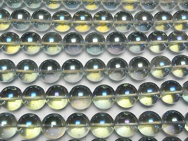 【動画】ブルーグリーンフラッシュクリスタル(溶錬水晶) ラウンド12mm 1連(約36cm) サムネイル3