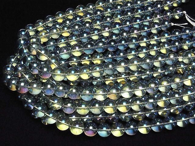 【動画】ブルーグリーンフラッシュクリスタル(溶錬水晶) ラウンド12mm 1連(約36cm) サムネイル4