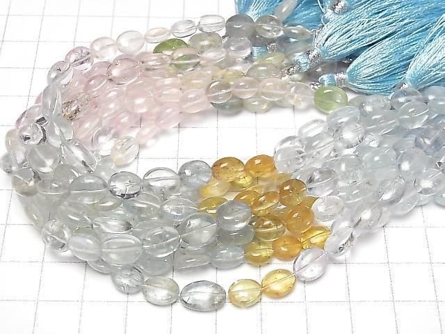 【動画】宝石質ベリルミックス(マルチカラーアクアマリン)AA++ オーバル 1連(約18cm) サムネイル4