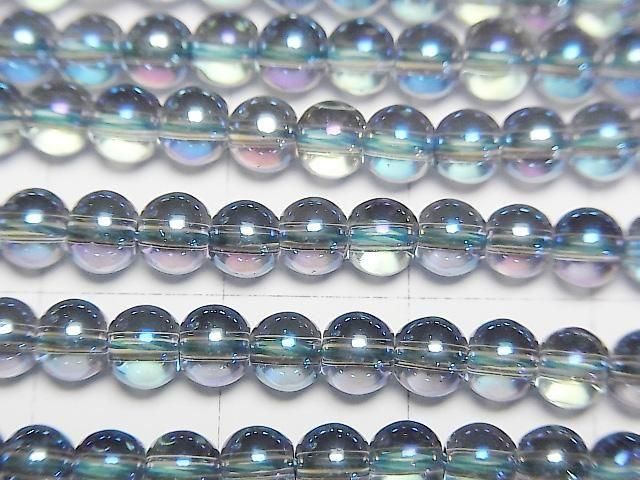 【動画】ブルーフラッシュクリスタル(溶錬水晶) ラウンド4mm 1連(約36cm) サムネイル2