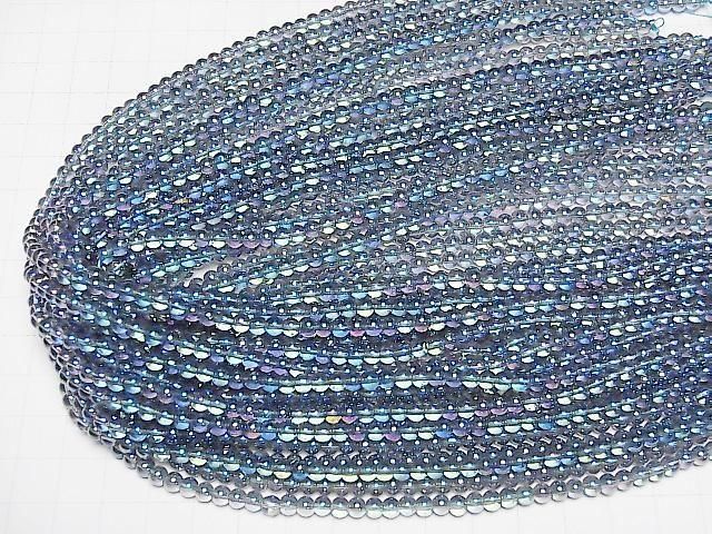 【動画】ブルーフラッシュクリスタル(溶錬水晶) ラウンド4mm 1連(約36cm) サムネイル4