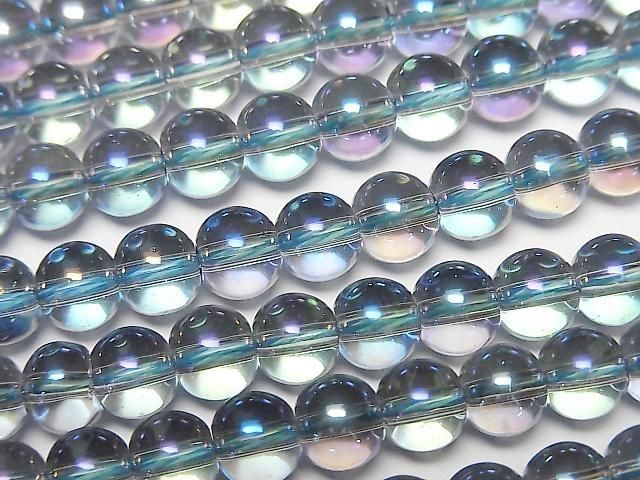 【動画】ブルーフラッシュクリスタル(溶錬水晶) ラウンド6mm 1連(約36cm)の画像