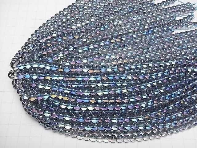 【動画】ブルーフラッシュクリスタル(溶錬水晶) ラウンド6mm 1連(約36cm) サムネイル4