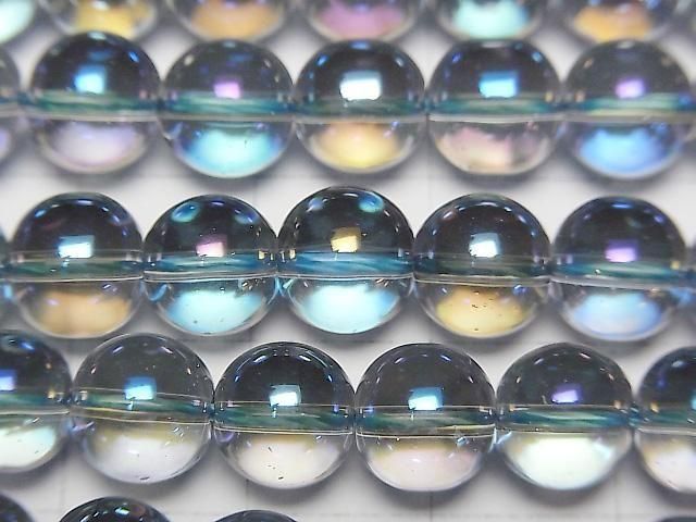 【動画】ブルーフラッシュクリスタル(溶錬水晶) ラウンド8mm 1連(約36cm) サムネイル2