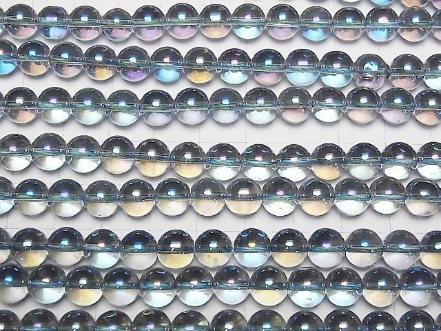 【動画】ブルーフラッシュクリスタル(溶錬水晶) ラウンド8mm 1連(約36cm) サムネイル3