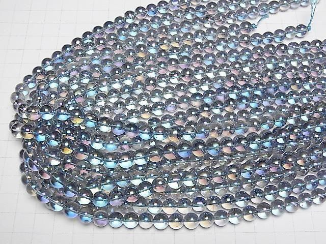 【動画】ブルーフラッシュクリスタル(溶錬水晶) ラウンド8mm 1連(約36cm) サムネイル4