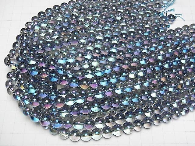 【動画】ブルーフラッシュクリスタル(溶錬水晶) ラウンド10mm 1連(約36cm) サムネイル4