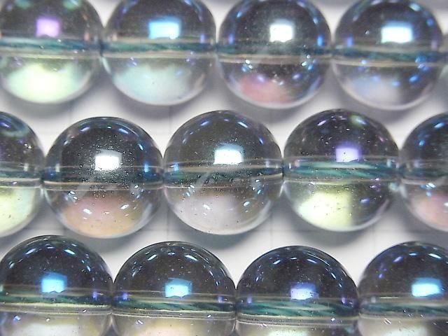 【動画】ブルーフラッシュクリスタル(溶錬水晶) ラウンド12mm 1連(約36cm) サムネイル2