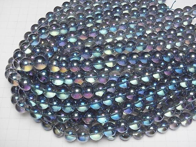 【動画】ブルーフラッシュクリスタル(溶錬水晶) ラウンド12mm 1連(約36cm) サムネイル4