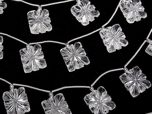 【動画】宝石質クリスタルAAA 彫刻入りレクタングル 【ダブルホール】 1連(5粒) サムネイル3