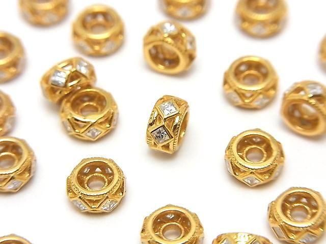 Silver925 ロンデル6×6×3mm(CZ付) 18KGP 2個の画像