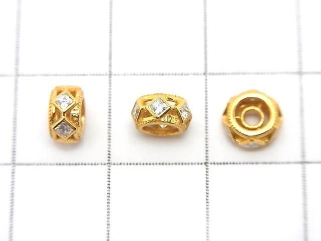 Silver925 ロンデル6×6×3mm(CZ付) 18KGP 2個 サムネイル2