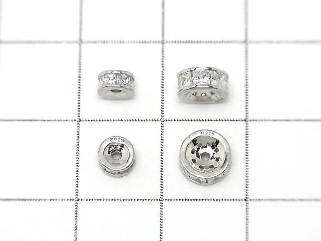 Silver925 ロンデル 4.5mm・6mm(CZ付) ロジウム 2個 サムネイル2