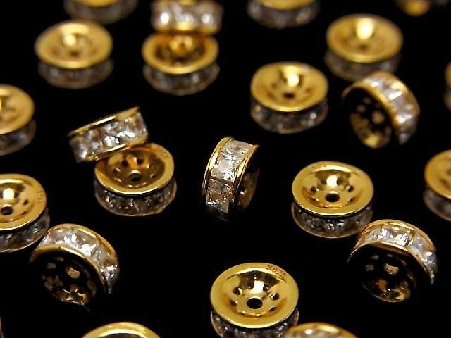Silver925 ロンデル 4.5mm・6mm(CZ付) 18KGP 2個の画像