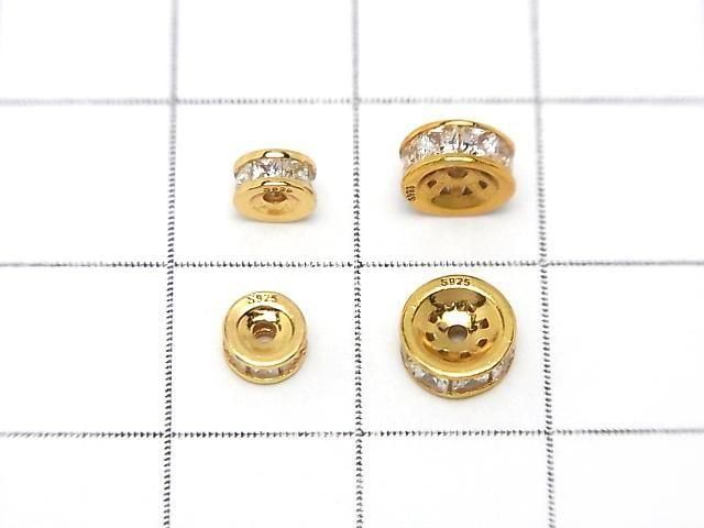 Silver925 ロンデル 4.5mm・6mm(CZ付) 18KGP 2個 サムネイル2