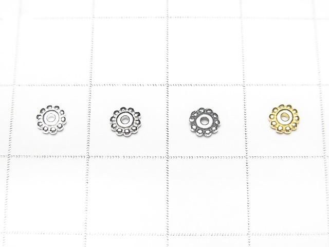 Silver925 ロンデル デイジー 4mm 【純銀仕上げ】【ロジウム】【いぶし仕上げ】【18KGP】 10個 サムネイル2