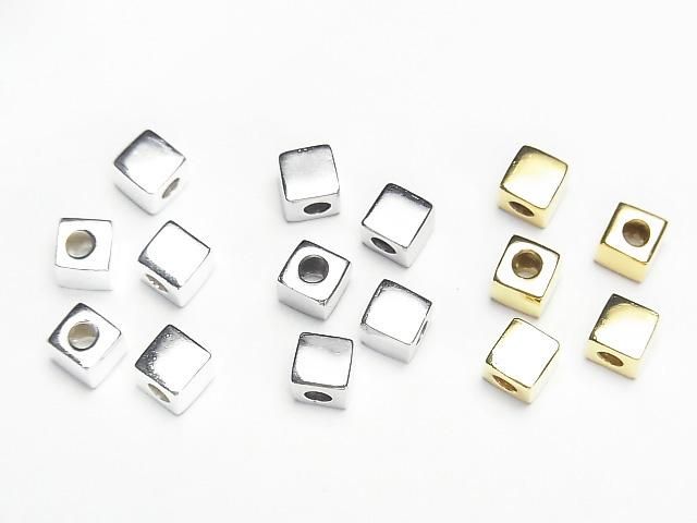 Silver925 キューブ5×5×5mm 【純銀仕上げ】【ロジウム】【18KGP】 3個の画像