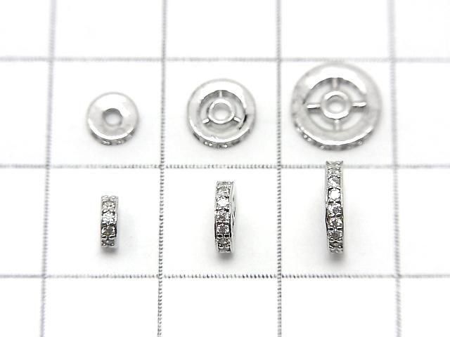 メタルパーツ ロンデル【4.5mm】【6mm】【8mm】 シルバーカラー(CZ付) 2個 サムネイル2