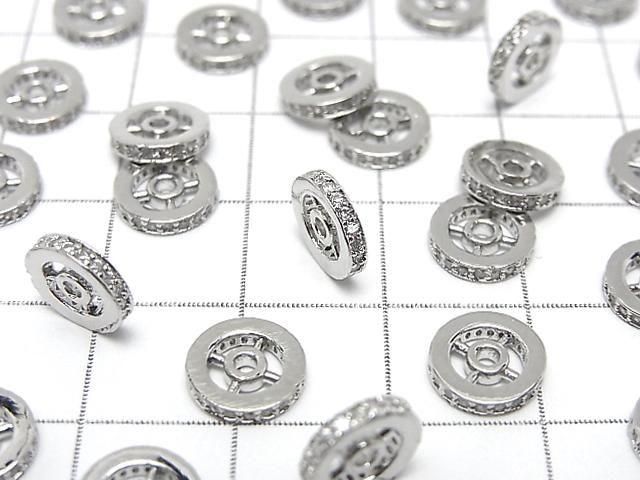 メタルパーツ ロンデル【4.5mm】【6mm】【8mm】 シルバーカラー(CZ付) 2個 サムネイル3