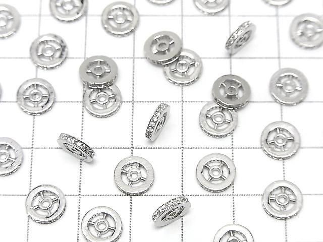 メタルパーツ ロンデル【4.5mm】【6mm】【8mm】 シルバーカラー(CZ付) 2個 サムネイル4