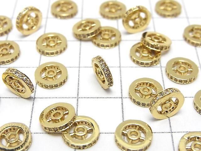 メタルパーツ ロンデル【4.5mm】【6mm】【8mm】 ゴールドカラー(CZ付) 2個 サムネイル3