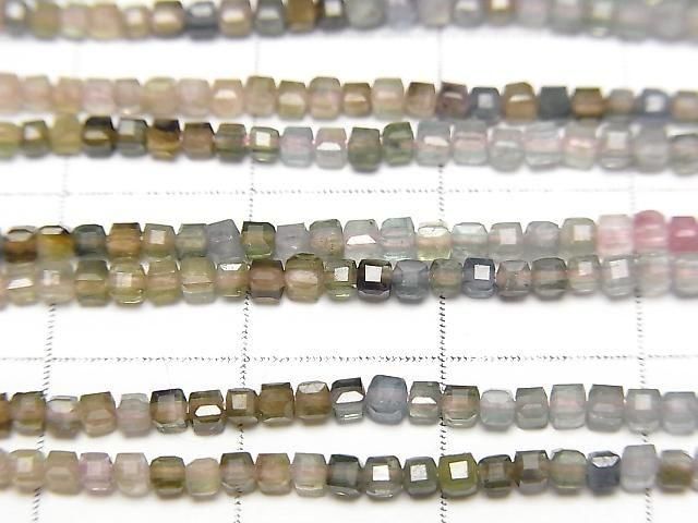 【動画】【素晴らしい輝き】マルチカラートルマリンAA++ 極小キューブカット2×2×2mm 1連(約37cm) サムネイル2