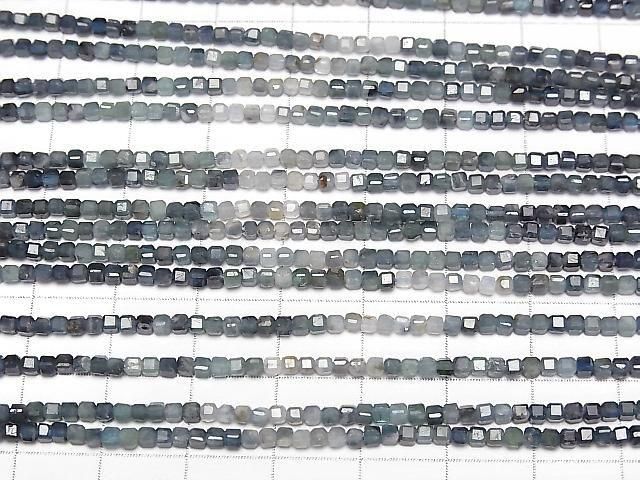 【動画】【素晴らしい輝き】インディゴライトトルマリンAA++ キューブカット2×2×2mm 1連(約37cm) サムネイル3