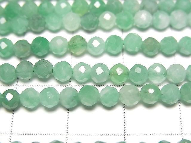 【動画】【素晴らしい輝き】ブラジル産エメラルドAAA- ラウンドカット3.5mm 半連/1連(約37cm) サムネイル2