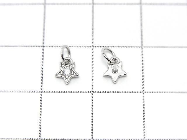 Silver925 丸カン付きチャーム スター5.5×4.5×1.5mm(CZ付) ロジウム 3個 サムネイル2