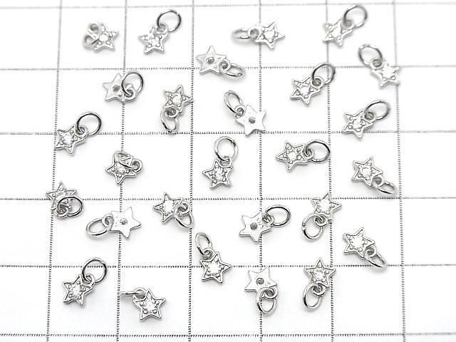Silver925 丸カン付きチャーム スター5.5×4.5×1.5mm(CZ付) ロジウム 3個 サムネイル4