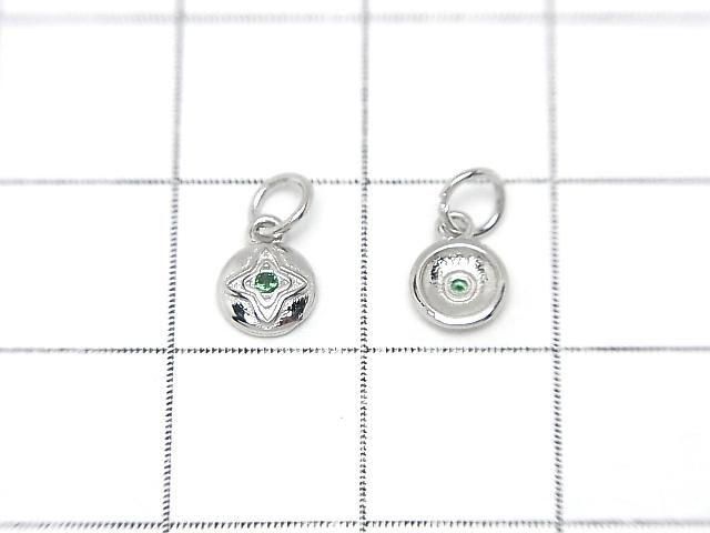 Silver925 丸カン付きチャーム コイン7×5×1.5mm(CZ付) ロジウム 2個 サムネイル2