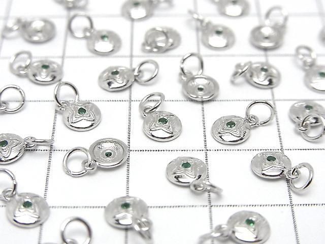 Silver925 丸カン付きチャーム コイン7×5×1.5mm(CZ付) ロジウム 2個 サムネイル3