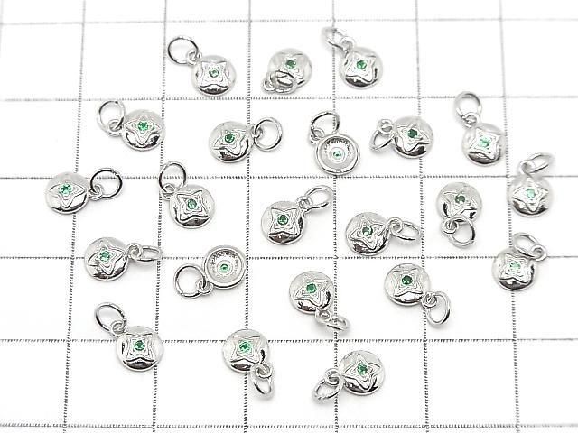 Silver925 丸カン付きチャーム コイン7×5×1.5mm(CZ付) ロジウム 2個 サムネイル4