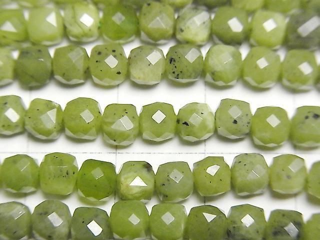 【動画】【素晴らしい輝き】ロシア産ネフライトAA++ キューブカット4.5×4.5×4.5mm 1連(約37cm) サムネイル2