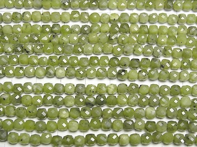 【動画】【素晴らしい輝き】ロシア産ネフライトAA++ キューブカット4.5×4.5×4.5mm 1連(約37cm) サムネイル3