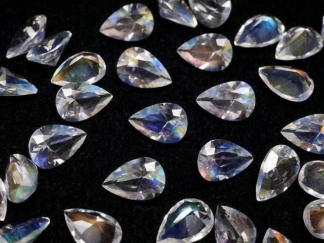 【動画】宝石質アンデシンラブラドライトAAAA ルース ペアシェイプ ファセットカット6×4mm 1個の画像