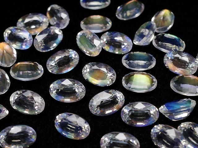 【動画】宝石質アンデシンラブラドライトAAAA ルース オーバル ファセットカット6×4mm 1個の画像