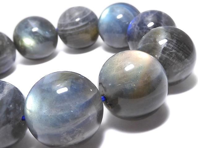 【動画】【1点もの】ラブラドライトAAA- ラウンド21mm 1連(ブレス) NO.6の画像