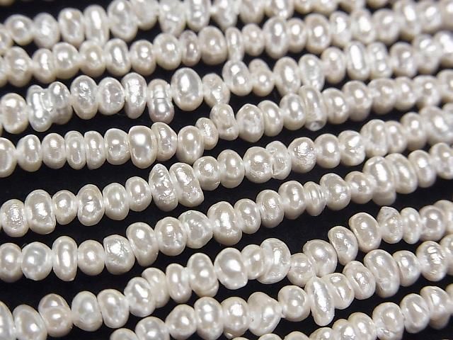 【動画】淡水真珠AA ホワイト ロンデル3~4mm パールコーティング 1連(約38cm)の画像