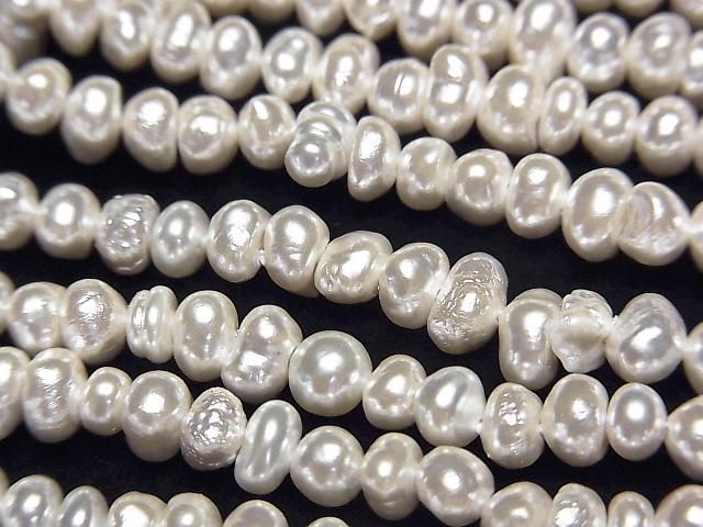 【動画】淡水真珠AA ホワイト ロンデル4~5mm パールコーティング 1連(約38cm)の画像