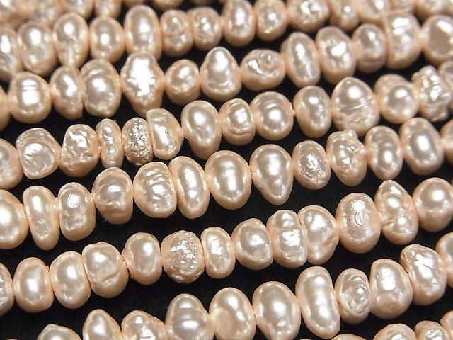 【動画】淡水真珠AA ライトピンク ロンデル4~6mm パールコーティング 1連(約38cm)の画像
