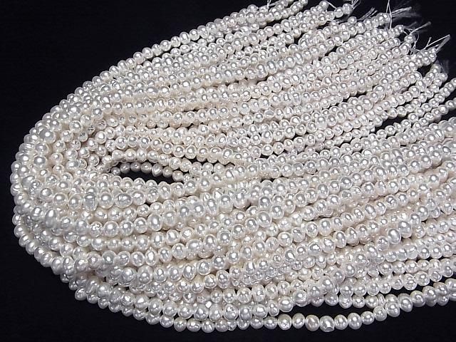 【動画】淡水真珠AA ホワイト ポテト5~6mm パールコーティング 1連(約38cm) サムネイル4
