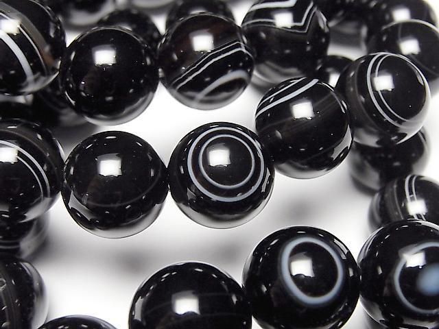 【動画】チベットアゲート ラウンド14mm 1連(ブレス)の画像