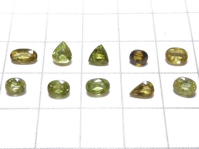 【動画】【1点もの】宝石質スフェーン(チタナイト)AAA ルース ファセットカット 10粒セット NO.280 サムネイル2