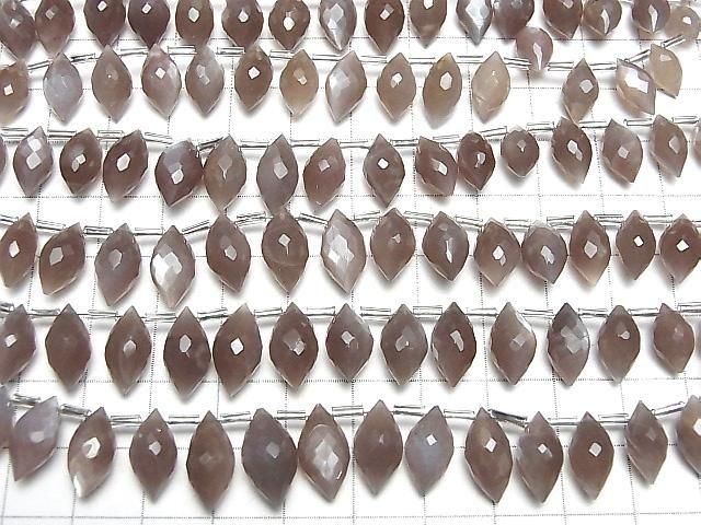 【動画】宝石質チョコレートムーンストーンAAA- マーキスライス ブリオレットカット 半連/1連(22粒) サムネイル4