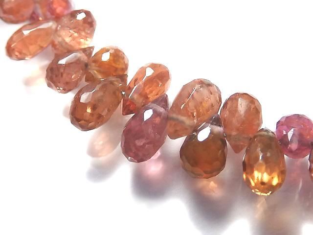 【動画】【1点もの】宝石質マルチカラースピネルAAA- ブリオレットカット 1連(約12.5cm) NO.4の画像